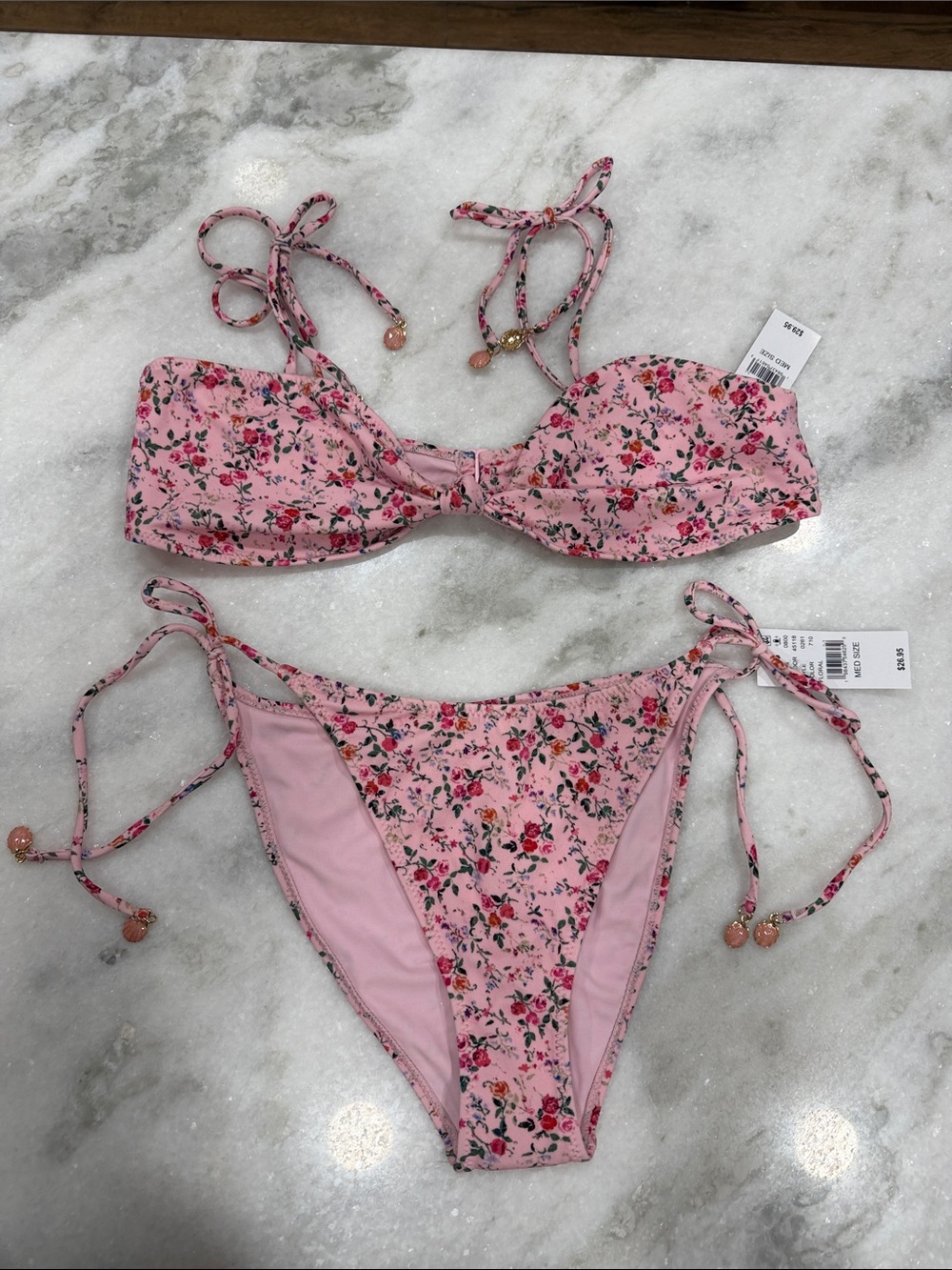 Floral Pink Tie-Side Bikini Set